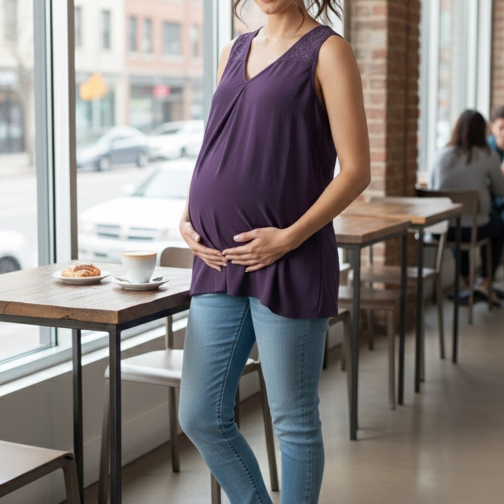 Thyme Lace Trim Maternity Top
